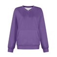 thumbnail image 5 of Huankd V Neck Sweatshirt Women with Pockets Casual Plain Comfort Hoodless Hoodies Cozy Fleece Pullover Sweatshirts No Hood Purple L, 5 of 6