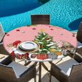 thumbnail image 6 of Pink Christmas Round Tablecloth, Fitted Table Cover with Elastic for 45"-54" Round Tables, Gnomes Xmas Tree Snowflake Winter Gifts Table Cloth Outdoor Indoor Dinning Party Waterproof Tablecloths, 6 of 7