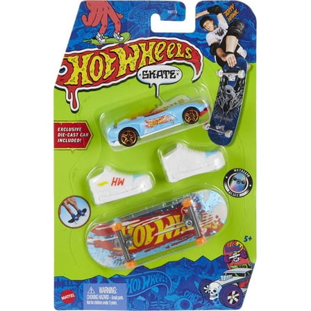 Hot Wheels Skate Tony Hawk Collector Set, Fingerboard, Pair of Skate Shoes & Car (Styles May Vary)