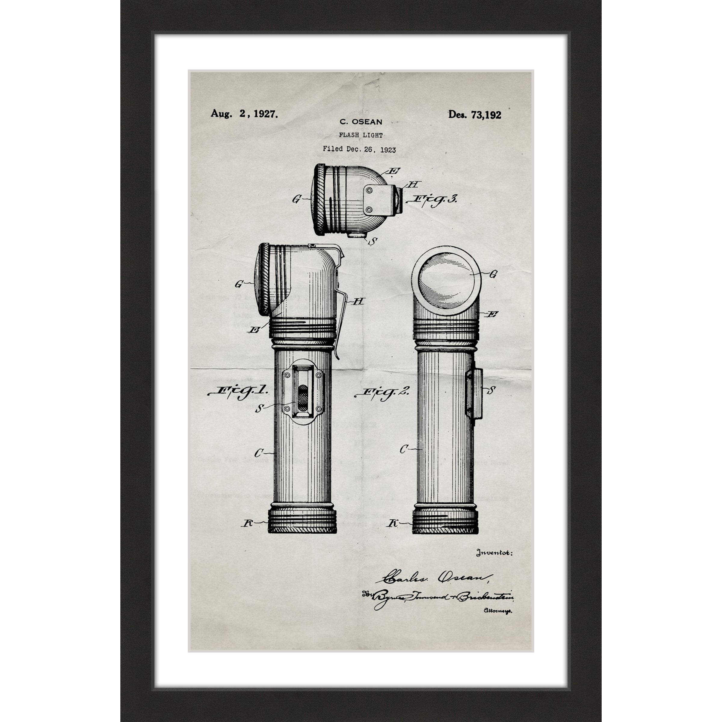 Marmont Hill - "Flashlight 1923 Old Paper" by Steve King Framed Painting Print