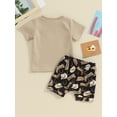 thumbnail image 4 of Elippeo Toddler Boy Western Shorts Set 3 6 12 18 24 Months 3 Years Letter Print Short Sleeve T-Shirt with HatBoot Pattern Shorts 2Pcs Outfit, 4 of 9