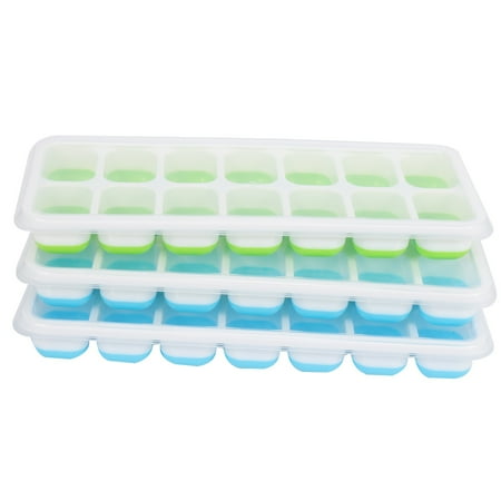 

Silicone Ice Trays with Easy Release Ice Trays Make 42 Ice Flexible Stackable Ice Trays 3 Packs