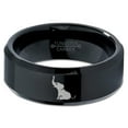 thumbnail image 2 of Tungsten Elephant Sitting Trumpeting Band Ring 8mm Men Women Comfort Fit Black Beveled Edge Polished, 2 of 4