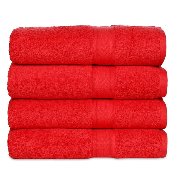 Juego de toallas de baño Casa Lino rojo 100% algodón, 4 piezas, 54 x 27 cm