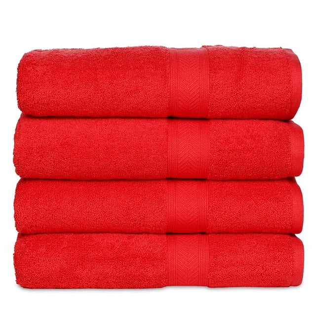 Juego de toallas de baño Casa Lino rojo 100% algodón, 4 piezas, 54 x 27 cm