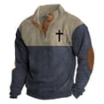 thumbnail image 3 of Chandail en Molleton Sans Capuche pour Hommes, chandail-Over pour Extérieur, Manches Longues, Col Rond, Doublé Doux, Thermique, pour Printemps Automne Hiver, Confort, 3 of 3