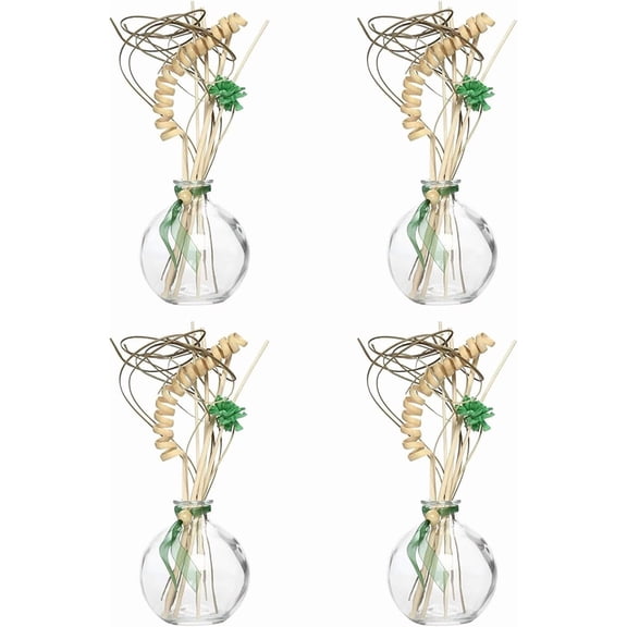 Hosley Home Fragrance Collection Floral Modern Elegance Glass Oil Diffuser with Reeds, Clear, 4 Count, 4 Pack