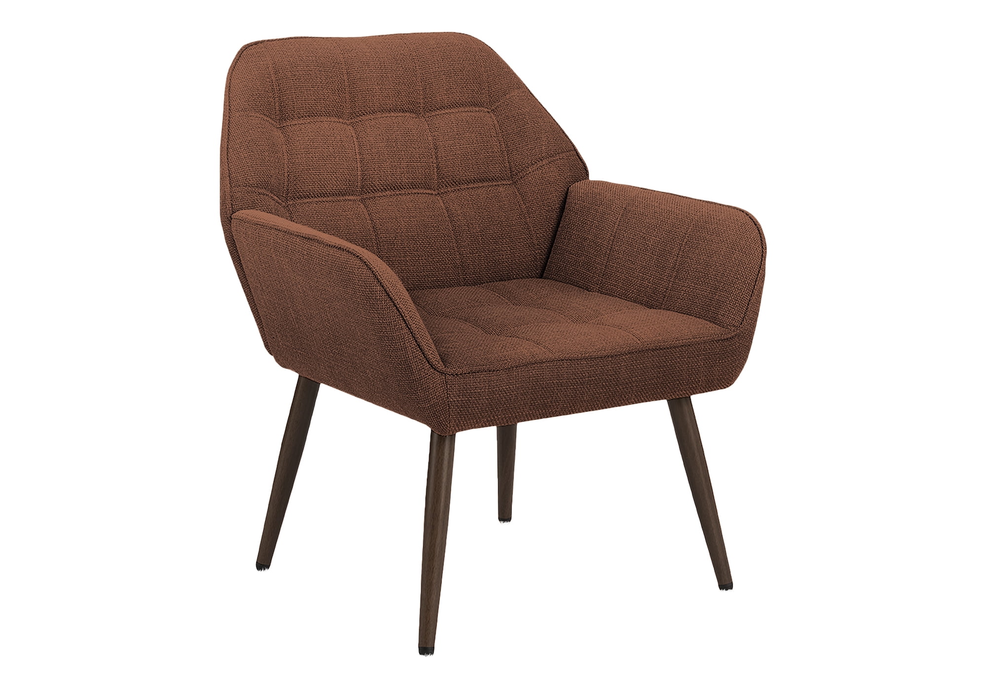 Monarch Specialties - Accent Chair, 29"H, Upholstered, Living Room, Rust Fabric, Walnut Metal Legs, Contemporary, Modern