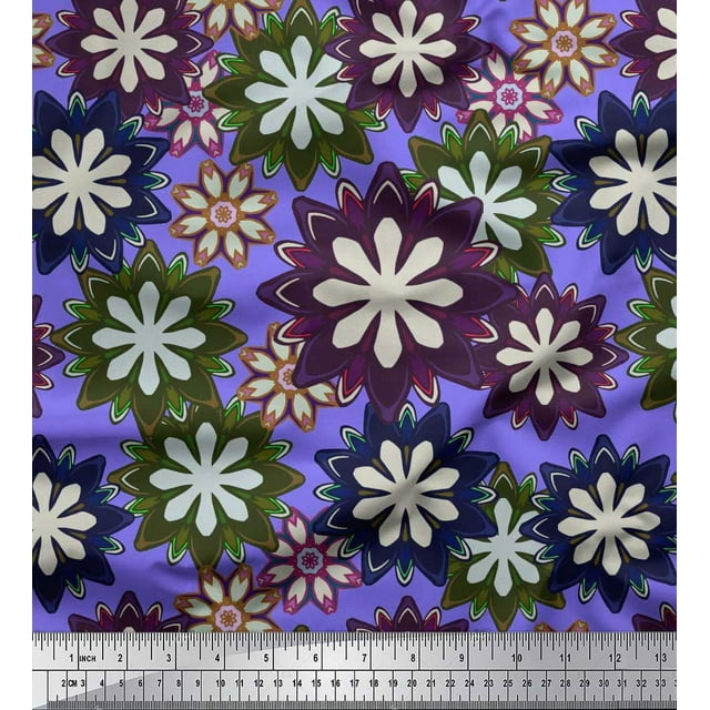 Soimoi Purple Rayon Fabric Artistic Floral Print Fabric by Yard 56 Inch Wide