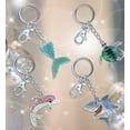 thumbnail image 4 of Aqua79 Sparkling Keychain Set of 4 – Sea Turtle, Shark, Blue Mermaid Tail, Pink Dolphin 3D Charm Rhinestones, Metal Alloy Key Ring - Accessory with Clasp for Key Chain, Bag, Purse, Handbag, Backpack, 4 of 9