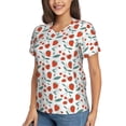 thumbnail image 5 of Yiaed Strawberries Print Women's T Shirt V-Neck Short Sleeve Shirt Casual Breathable Tee Summer Tops-Large, 5 of 5