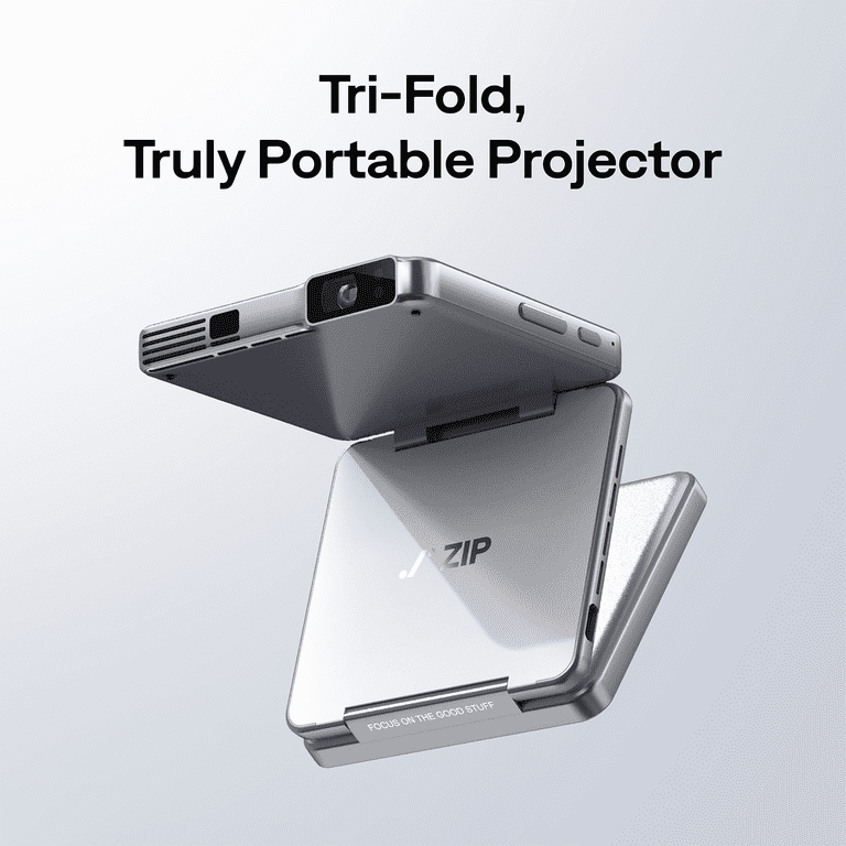 Aurzen ZIP Tri-Fold Portable Mini DLP Projector, Pocket-Sized