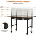 thumbnail image 2 of Établi Ajustable Robuste avec Prises de Courant – Dessus en Bois de Caoutchouc de 60 Pouces, Tiroir, Panneau Perforé, Table de Travail Mobile Capacité de 2000 Lb pour Garage, Atelier, Bureau – Noir, 2 of 7