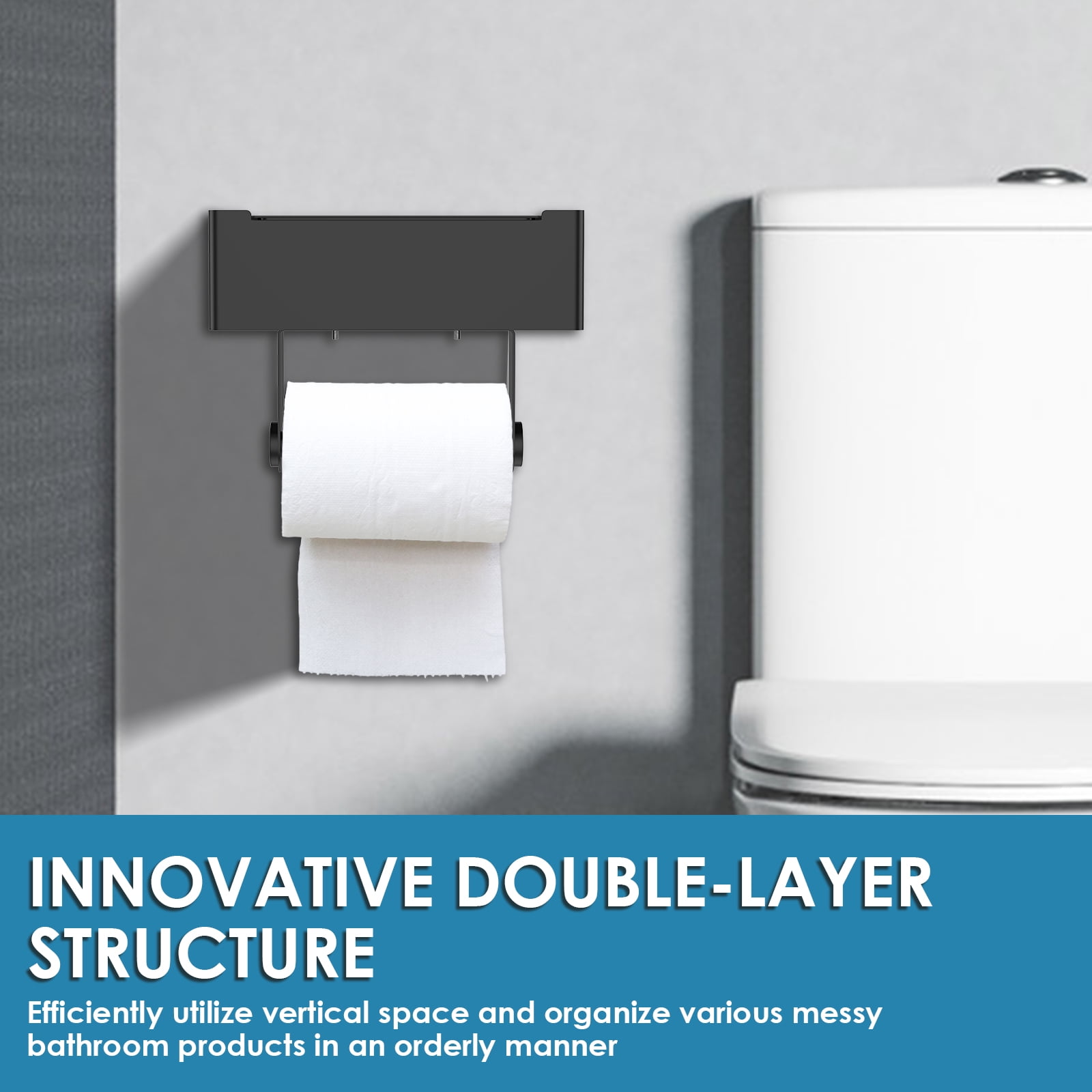 20.5cm Stainless Steel Toilet Paper Holder 3 in 1 Multifunctional Toilet Roll Holder Enduring issue and Wipe Stand for Bathroom