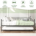 thumbnail image 2 of UHOMEPRO Metal Twin Size Daybed with Adjustable Pop Up Trundle, Black Space Saving Daybed Sofa Bed for Living Room and Office, No Box Spring Needed Sleeper Bed Frame, Black, 2 of 13