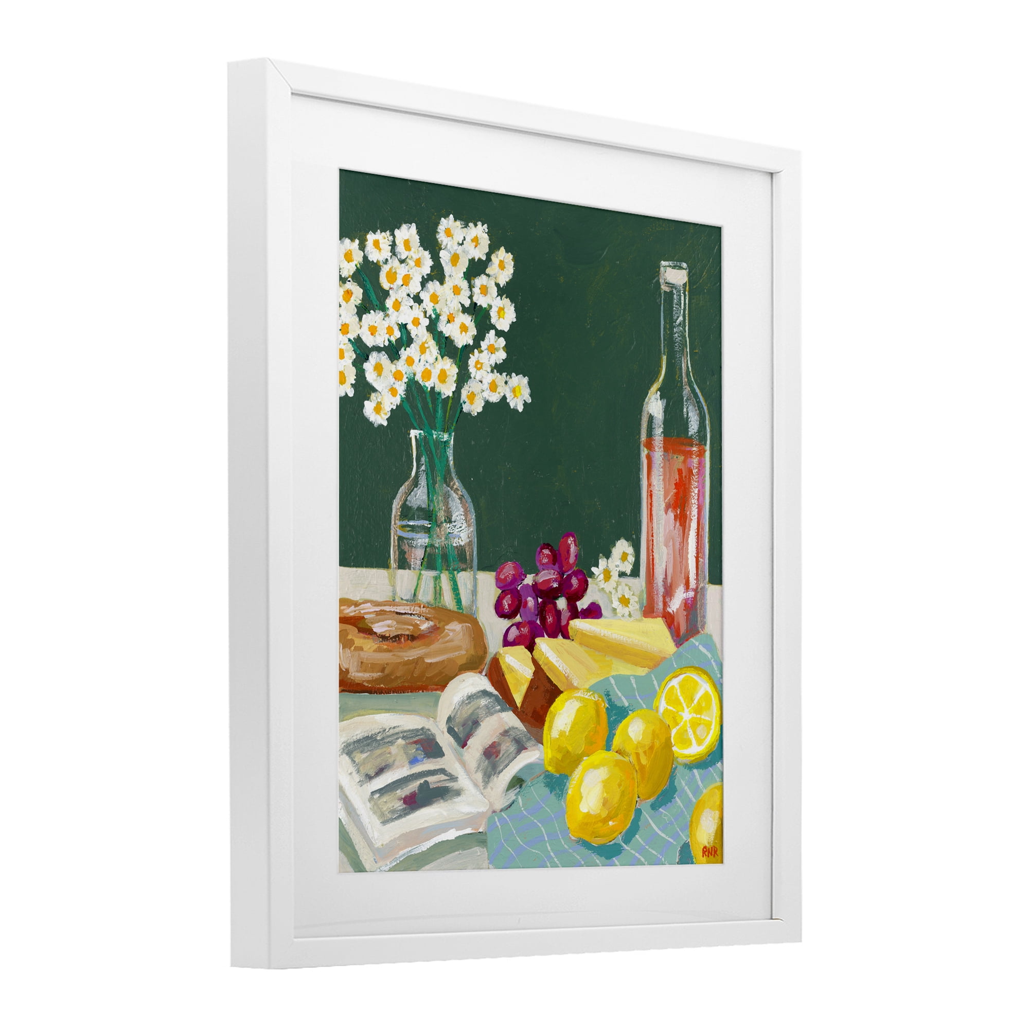 Stupell Industries Cheese, Wine and Lemon Still Life White Framed Print Under Glass, design by Rachael Reese