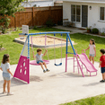 thumbnail image 4 of Shengchao Trade Metal Kids Swing Sets with Heavy Duty Outdoor A-Frame, 2 Swings, 4 of 14