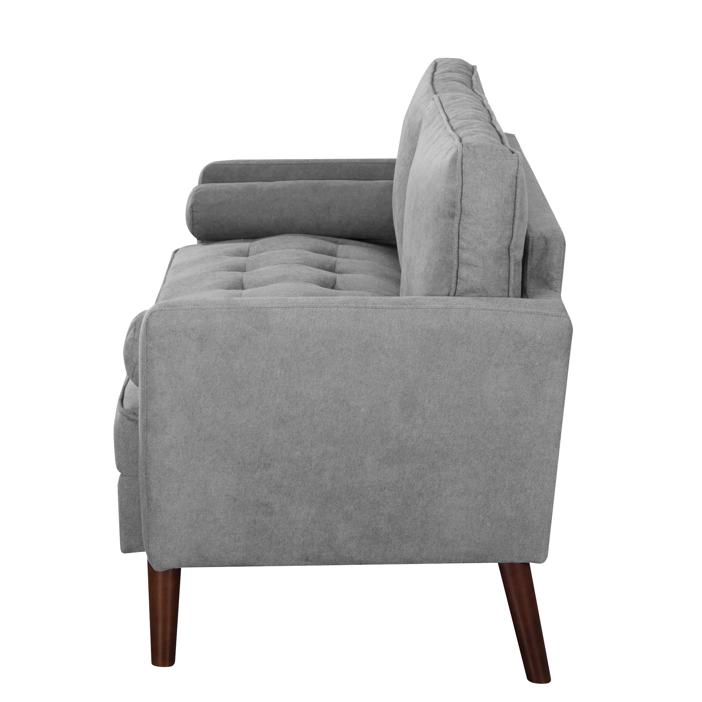 Gewnee 65" Modern Loveseat Couch, Upholstered Sofa with Removable Back Cushion and 2 Bolster Pillows, Contemporary Loveseat for Living Room, Home Office, Bedroom(Light Grey)