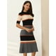 thumbnail image 2 of Vestido midi a rayas Hobemty para mujer básico de punto de manga corta corte En A naranja M, 2 of 5