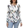 thumbnail image 4 of Women's Casual Round Neck Pullover Long Sleeve T-Shirt Top with All Over Ditsy Floral Print, Elegant and Comfortable Blouse for Spring and Summer Season,Complexion,S, 4 of 5