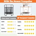 thumbnail image 2 of 60" Mini Trampoline for Kids with Basketball Hoop, Indoor/Outdoor Toddler Trampoline with Safety Enclosure, Segmart Kids Trampoline with Adjustable Gymnastics Bars, Ring, Ocean Balls, 2 of 9