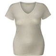 thumbnail image 3 of Essential Basic Women's Short Sleeve T Shirt V Neck Tee (Oatmeal, Small), 3 of 3