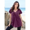 thumbnail image 3 of Roaman's Women's Plus Size Cotton Ultimate Flutter Sleeve Sweetheart Tee, 3 of 6