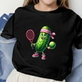 thumbnail image 2 of Virmaxy (2-14 Years Old)Pickle Letter Printed Shirt For Toddler Boys Girls Casual Printed Gherkin Pattern T-Shirt Kids Spring Summer Loose Short Sleeve Crew Neck Top Black-6 3 Years, 2 of 4