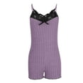 thumbnail image 4 of Wancir Women's Lace Trim One Piece Sleepwear Spaghetti Strap Cami Romper Pajamas Loungewear, 4 of 8