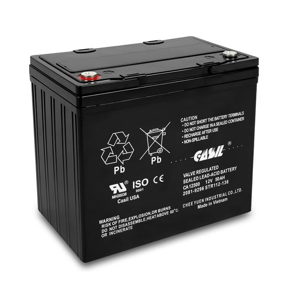 Casil 12V 50Ah Replacement Battery Compatible with Power Boat Pontoon Electric Trolling Motor (Nut & Bolt Terminal)