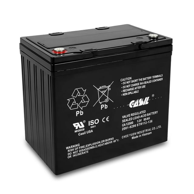 Casil 12V 50Ah Replacement Battery Compatible with Power Boat Pontoon Electric Trolling Motor (Nut & Bolt Terminal)