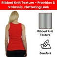 thumbnail image 3 of 3-Pack Women's Regular Fit Cotton Blend Ribbed Tank Tops - Soft Breathable, Gym & Lounge Wear (M-2XL), 3 of 5