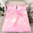 thumbnail image 2 of Homewish Personalized 7 Birthday Gifts Full Size Sheets,Kawaii Bow Tie Bed Sheets,Princess Pink Bowknot Sheet Sets For Girl Teens,Microfiber Bedroom Decor,4pcs, 2 of 7