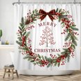 thumbnail image 4 of Duangreer Farmhouse Winter Bathroom Shower Curtain with 12 Hooks, Xmas Wreath Waterproof Curtain for Bathroom, 72"x84", 4 of 5