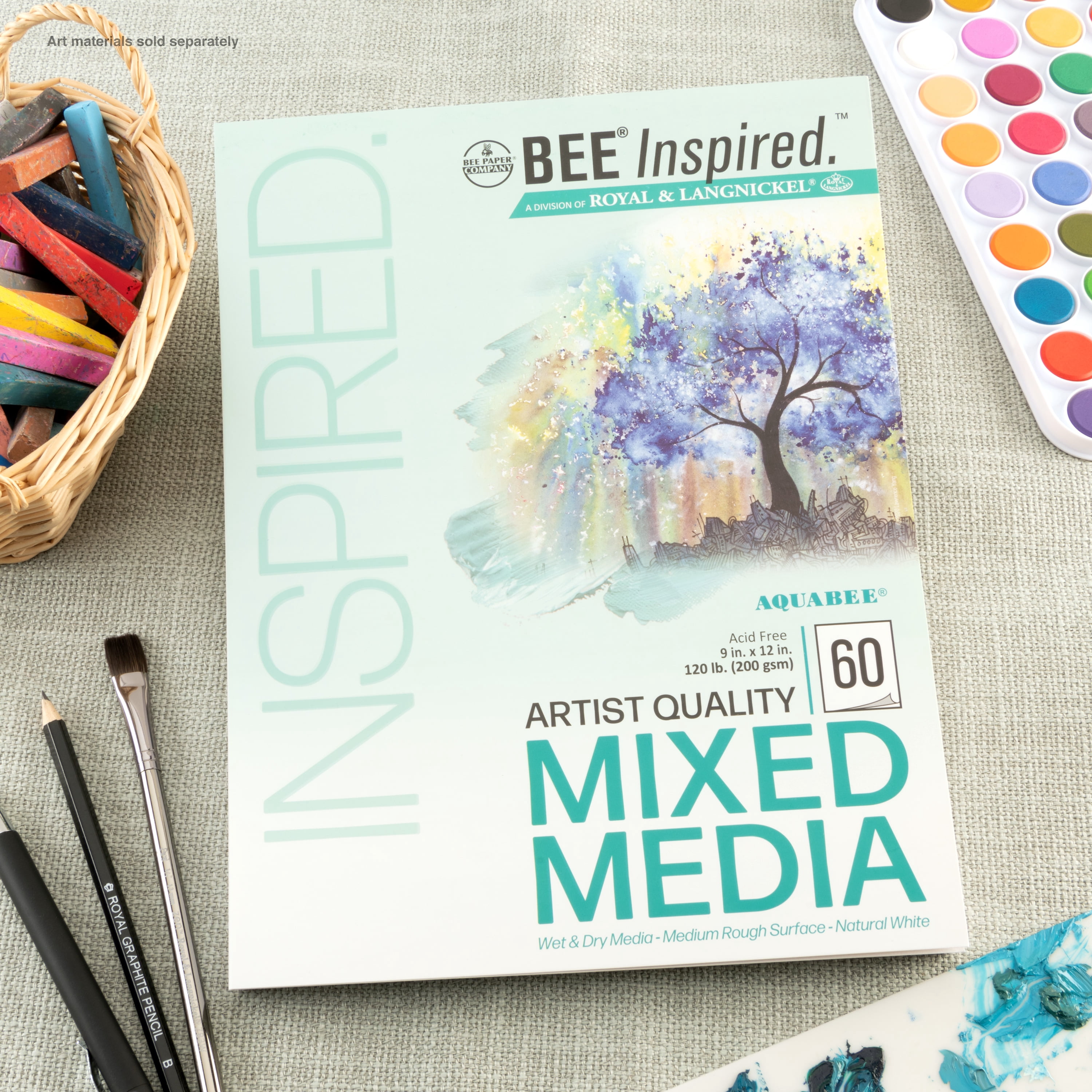 Bee Paper - Bee Inspired 9"x12" Mixed Media Paper Pad, 60 Sheets,  Top Tape, 120lb. 200GSM