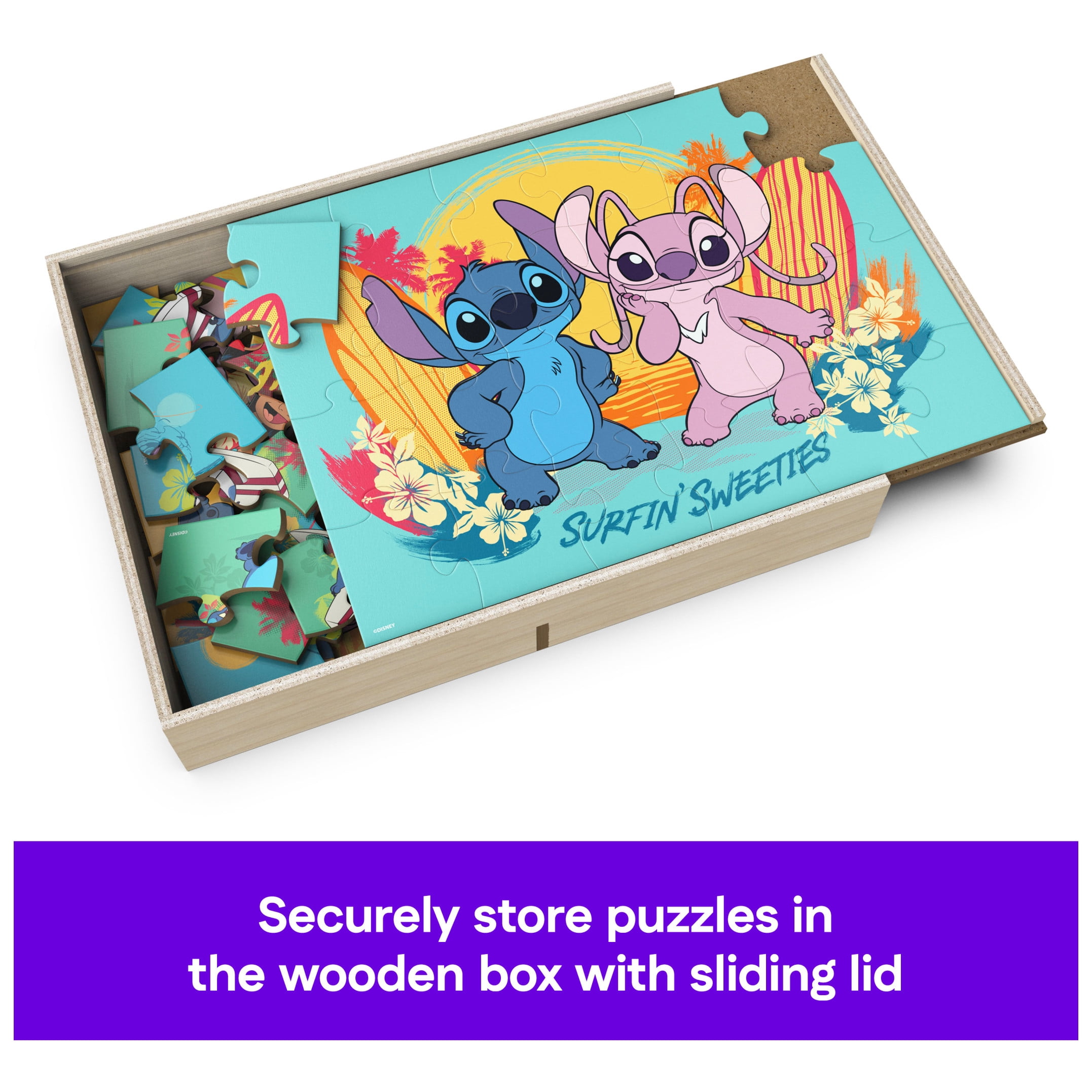 Spin Master Games, 6-Pack of Disney Stitch Wood Jigsaw Puzzles for