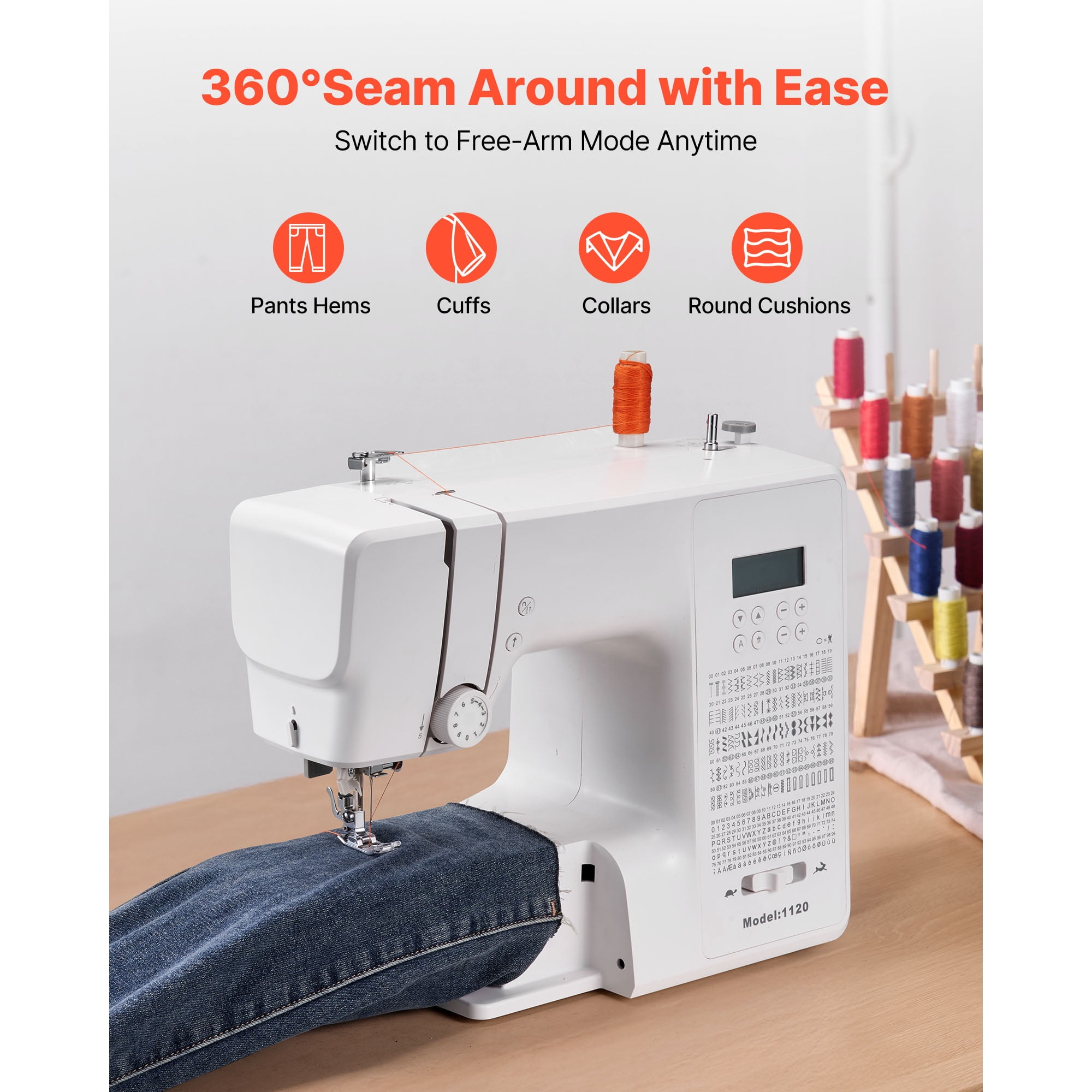 KFFKFF Computerized Sewing Machine with 200 Stitch Options, LCD Display, Foot Pedal, LED Light, Durable Metal Frame, and High-Performance Motor for Sewing Projects and Repairs