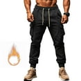 thumbnail image 5 of USNSM Men's Jogger Casual Workout Slim Fit Multi Pockets Outdoor Cargo Pants Drawstring Elastic Waist Tapered Pants Black S, 5 of 9