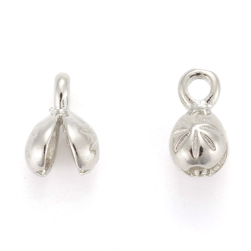 Brass Bead Tips Calotte Ends Clamshell Knot Cover Platinum 8.5x4x4.5mm Hole: 1mm