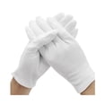 thumbnail image 1 of Guantes de algodón, 5 pares (10 piezas) de guantes de algodón blanco para mujeres y hombres, guantes de algodón elásticos lavables para joyería de monedas secas, color plateado, 1 of 5
