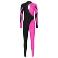 thumbnail image 4 of Aiihoo Women Long Sleeve Shiny Rhinestone Gymnastics Leotard Full Length Figure Skating Jumpsuit Bodysuit Catsuit Hot Pink XL, 4 of 7