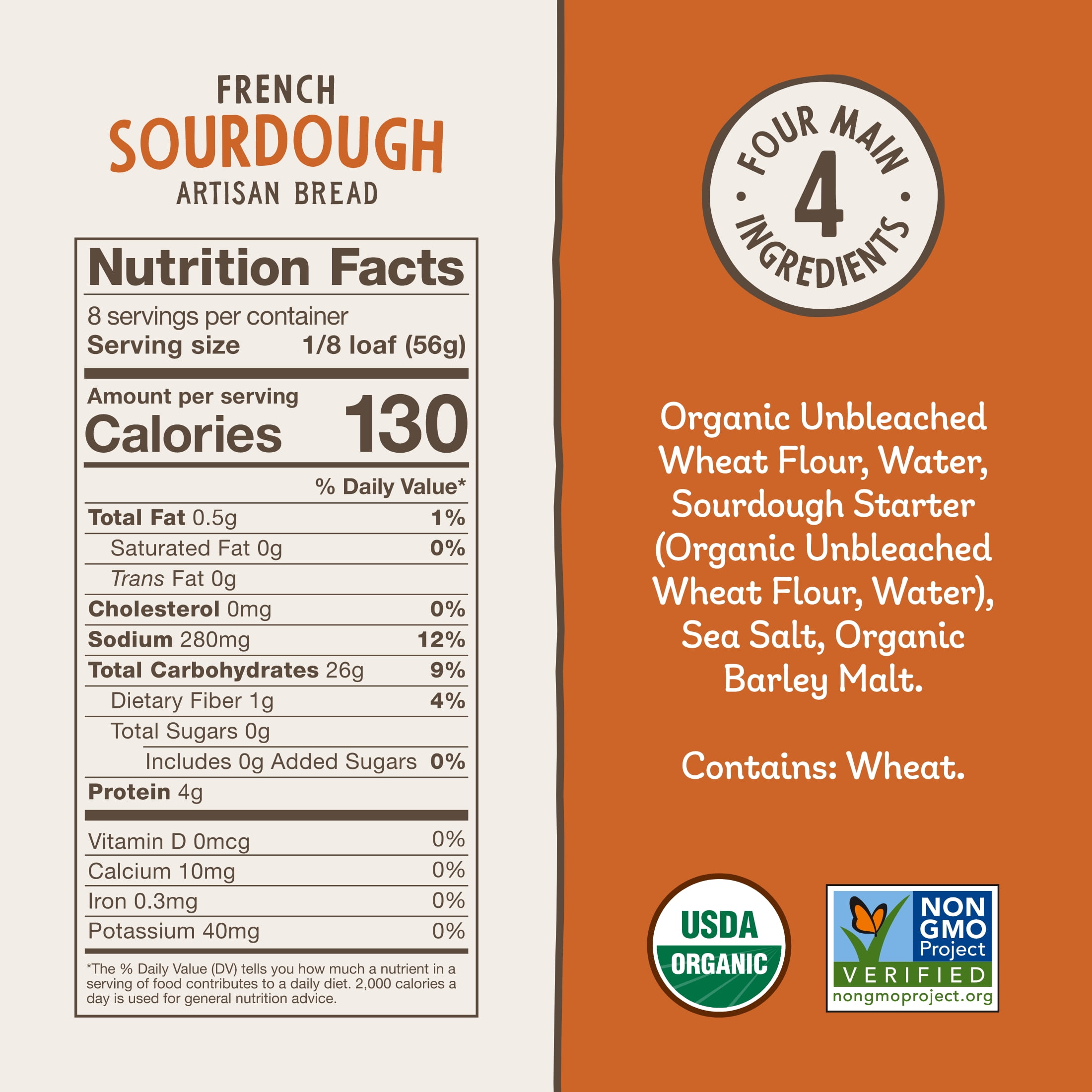 Essential Bake at Home French Sourdough Bread, Certified Organic, 16 oz, 4 Pack