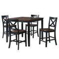 thumbnail image 6 of Carriage Five Pc Square Pub Set Counter Ht Table Black Brown Wood X Back Stool, 6 of 6