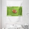 thumbnail image 1 of Football Tapestry, Team Sports Themed Design with Yard Lines and Pigskin American Pastime, Wall Hanging for Bedroom Living Room Dorm Decor, 60W X 80L Inches, Green Brown and White, by Ambesonne, 1 of 2