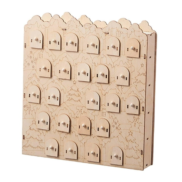 Calendrier de l'Avent 24 Jours Réutilisable Noël Noël Calendrier de l'Avent en Bois pour