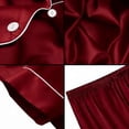 thumbnail image 6 of Men Satin Silk Pajamas Sets Short Sleeve Shorts Sleepwear Button-Down PJs Sets Two-Pieces Loungewear with Pockets Size 2XL Wine, 6 of 6