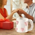thumbnail image 2 of 3D Heart-Shaped Coffee Cup Pink Love Ceramic Cup 17 Oz Valentine'S Day Couples Mark'S Cute Hand Embossed Macro Anniversary Wedding Wedding Gifts (1,White), 2 of 6