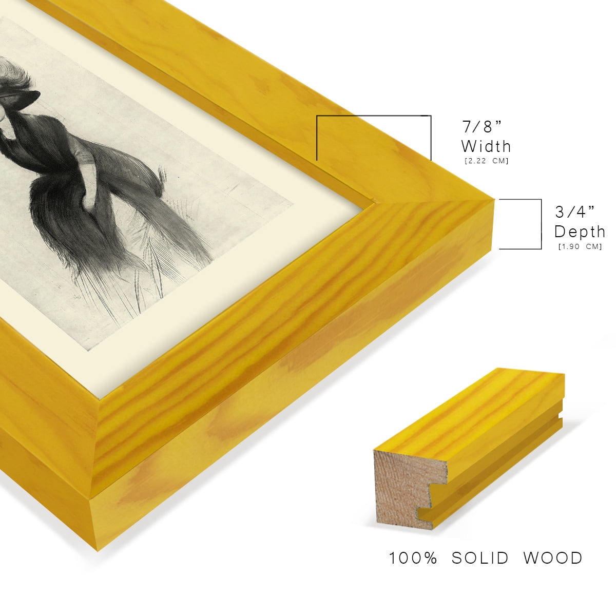 Feather Hat II -Framed Print w/glass-Sunflower Yellow