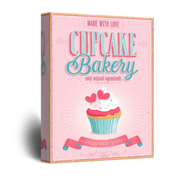 wall26 - Canvas Wall Art - Cupcake Concept Hand Drawn Art - Giclee Print Gallery Wrap Modern Home Art Ready to Hang - 12x18 inches