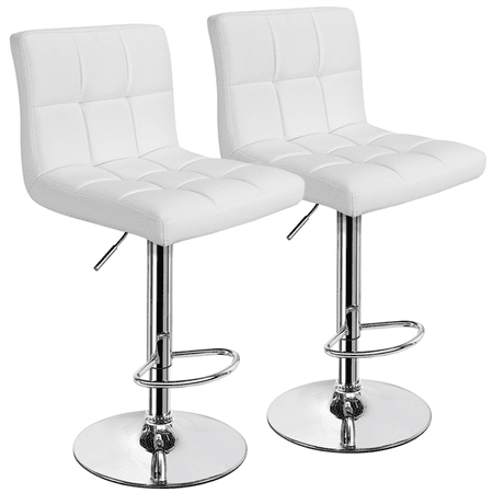 Wooden Swivel Counter Stools Topeakmart Set of 2 Adjustable Bar Stools Square Back Counter Swivel Barstools Pub/Office Chair White ()